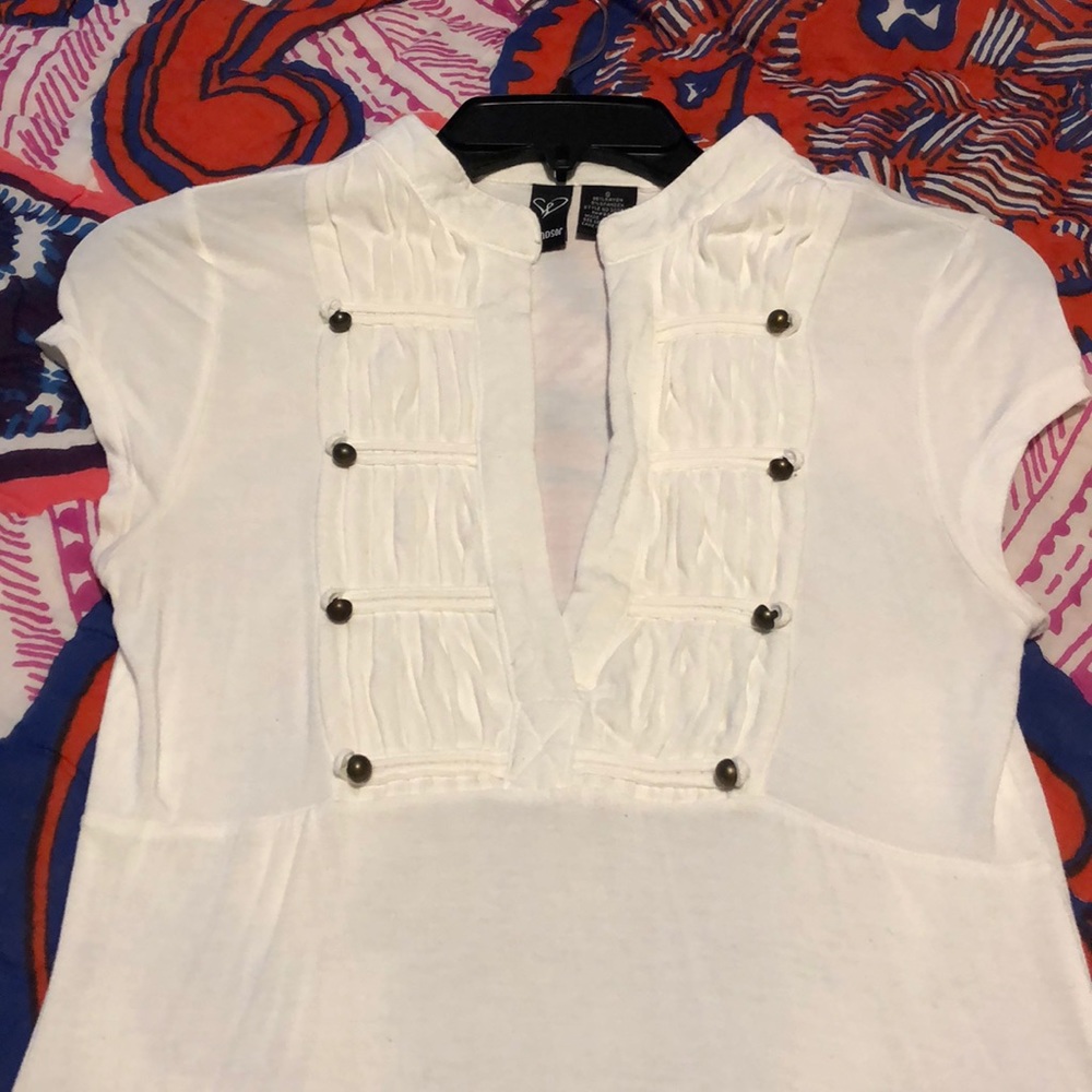 White Tee from Windsor with Ruching Detail